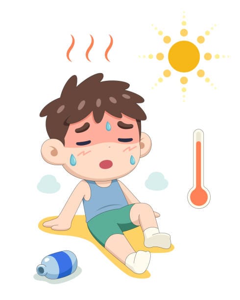 heat stroke child almost fainting under sun